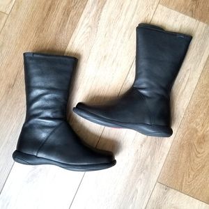 Camper Black Leather Zip Boots